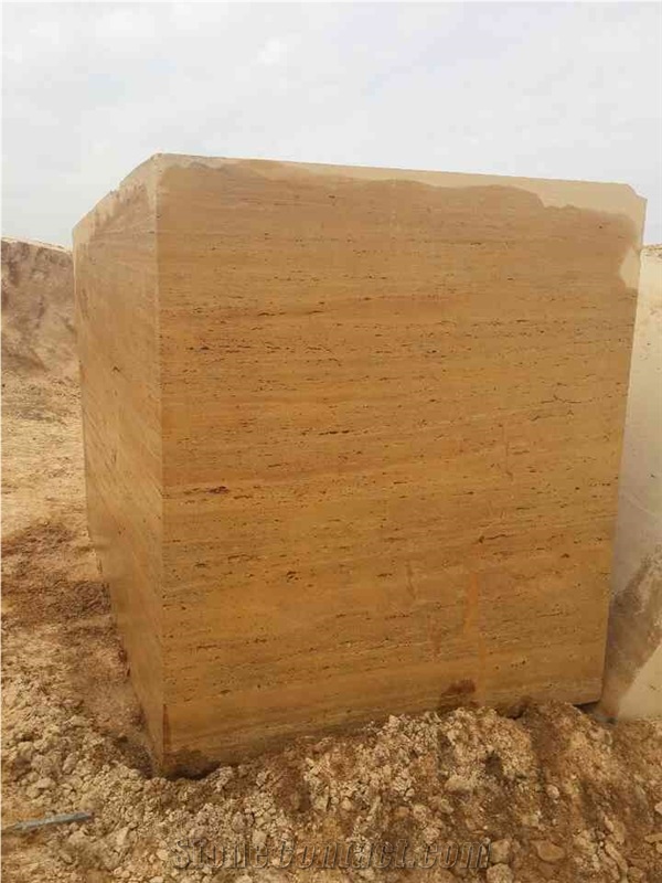 Golden Travertine Blocks, Travertino Giallo Persiano