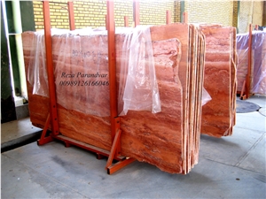 Iran Red Travertine Block
