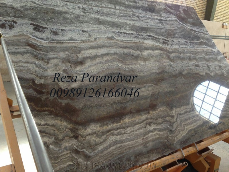 Persian Silver Travertine Block, Iran Grey Travertine