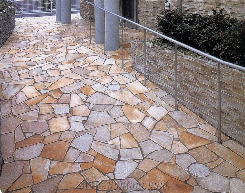 China Rust Slate Irregular Random Flagstones Floor Paving Tiles
