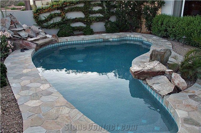 China Rust Slate Irregular Random Flagstones Floor Paving Tiles
