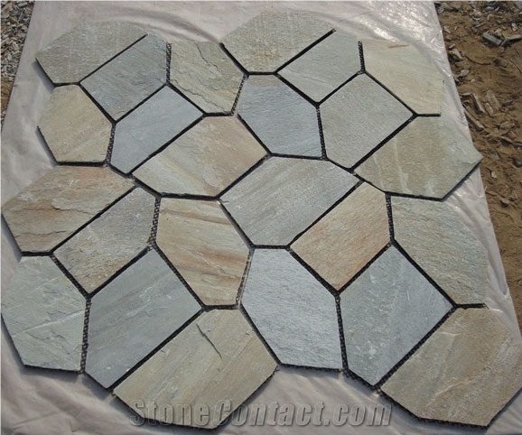 China Rust Slate Irregular Random Flagstones Floor Paving Tiles
