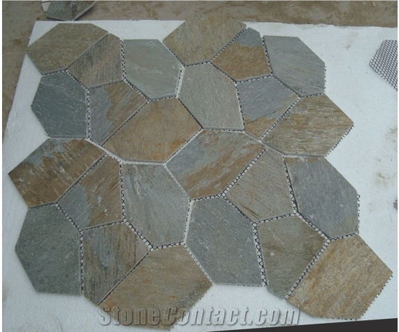 China Rust Slate Irregular Random Flagstones Floor Paving Tiles