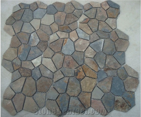 China Rust Slate Irregular Random Flagstones Floor Paving Tiles