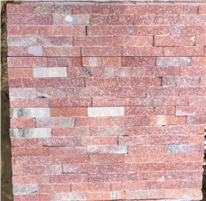 Pink Quartzite Stone Veneer,Pink Cultured Stone Veneer, Pink Stone Veneer for Wall Cladding Inside