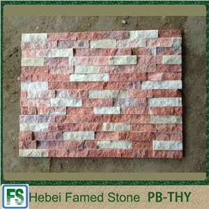 Pink Quartzite Stone Veneer,Pink Cultured Stone Veneer, Pink Stone Veneer for Wall Cladding Inside