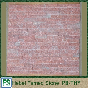 Pink Quartzite Stone Veneer,Pink Cultured Stone Veneer, Pink Stone Veneer for Wall Cladding Inside