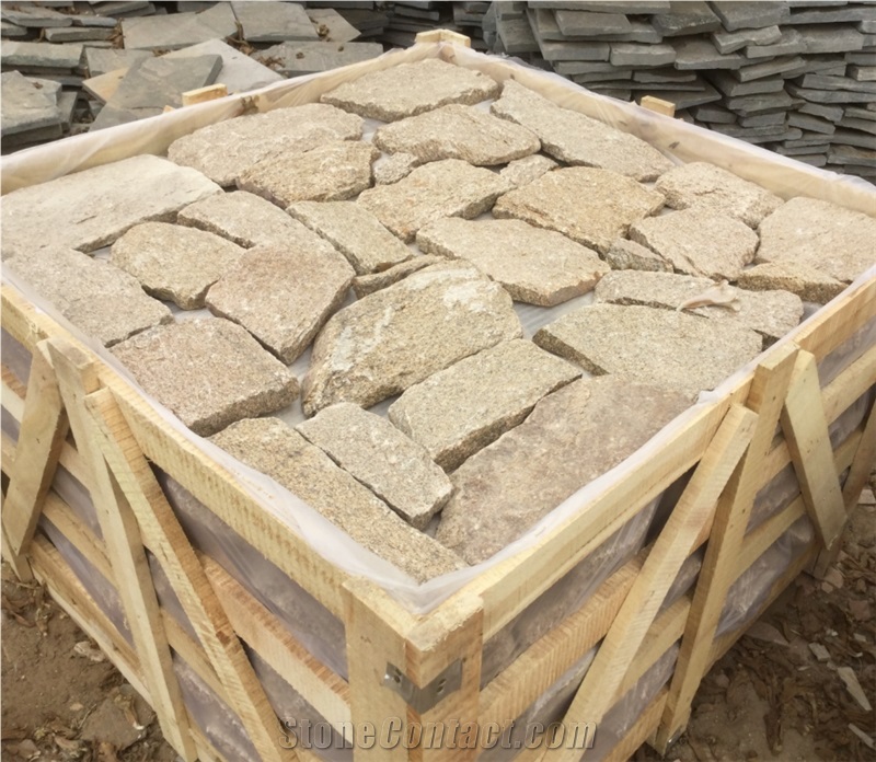Yellow Wall Cladding, Loose Pieces, Corner Pieces, Chinese Quartzite Loose Wall Cladding Pieces