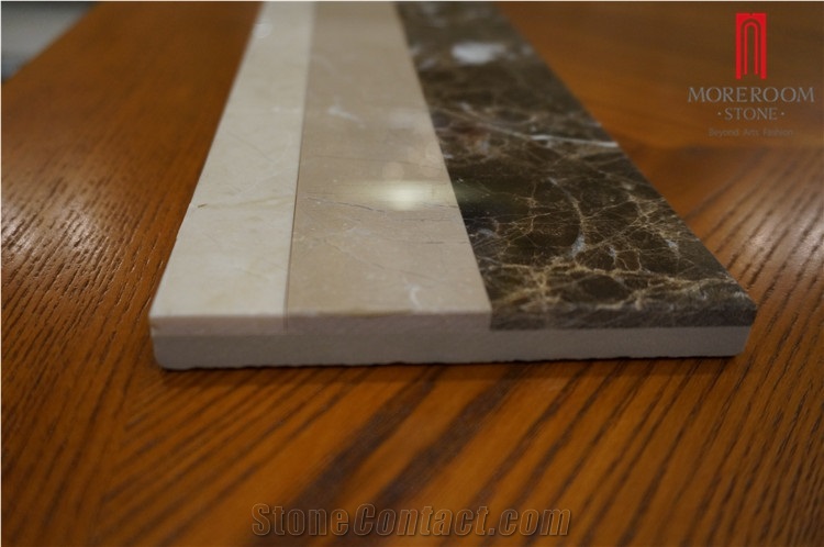  120*600mm Marble Border Tile, Marble Border Water Jet Design, Burder Beige Border Tile, Dark Emperador Border for Home Decoration, Golden Marble Border Design  