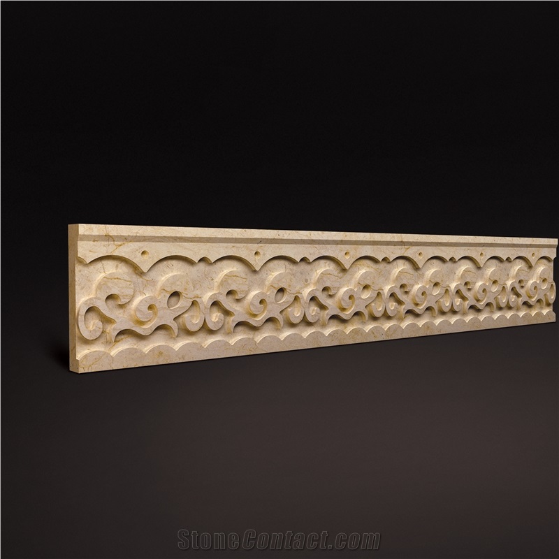 3d Marble Border, 3d Wall Decoration Border Design, Beige Dimensional Natural Marble Design for Villa