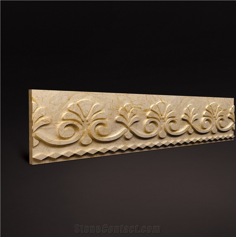 3d Marble Border, 3d Wall Decoration Border Design, Beige Dimensional Natural Marble Design for Villa