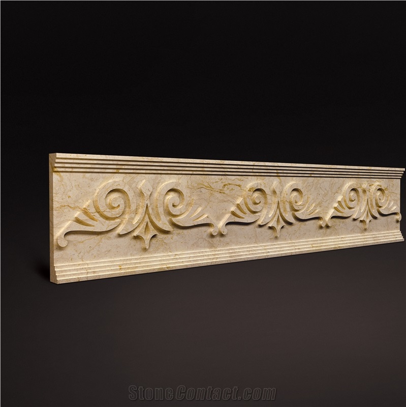 3d Marble Border, 3d Wall Decoration Border Design, Beige Dimensional Natural Marble Design for Villa
