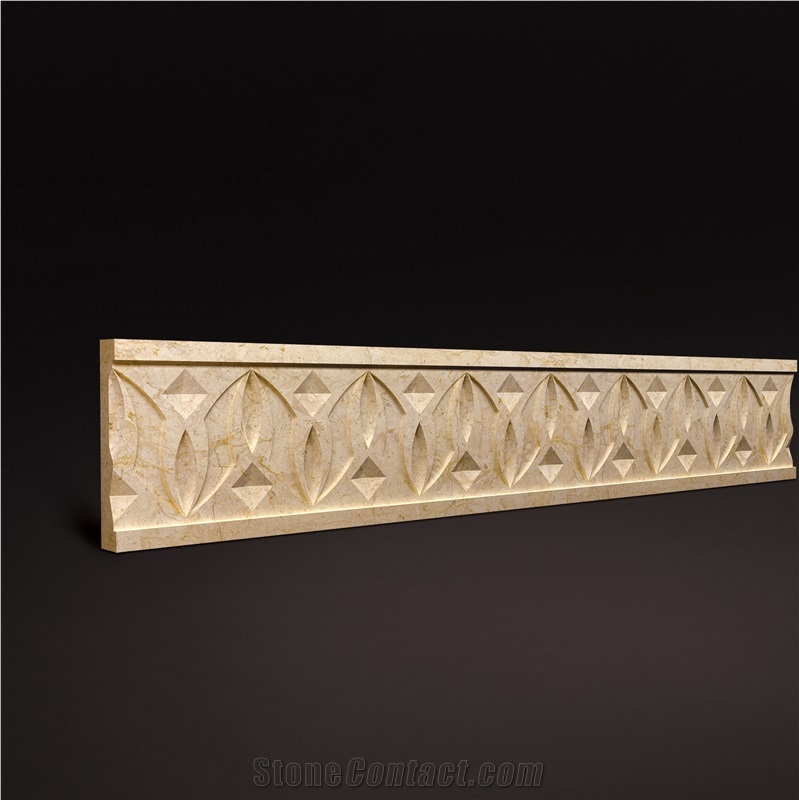 3d Marble Border, 3d Wall Decoration Border Design, Beige Dimensional Natural Marble Design for Villa