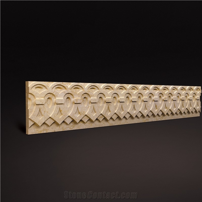 3d Marble Border, 3d Wall Decoration Border Design, Beige Dimensional Natural Marble Design for Villa