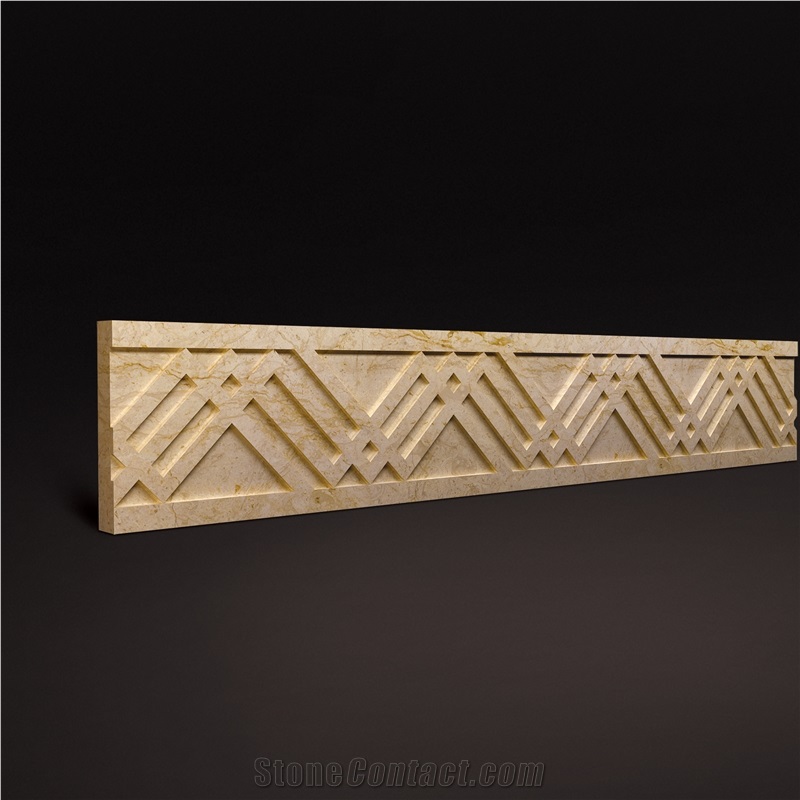 3d Marble Border, 3d Wall Decoration Border Design, Beige Dimensional Natural Marble Design for Villa