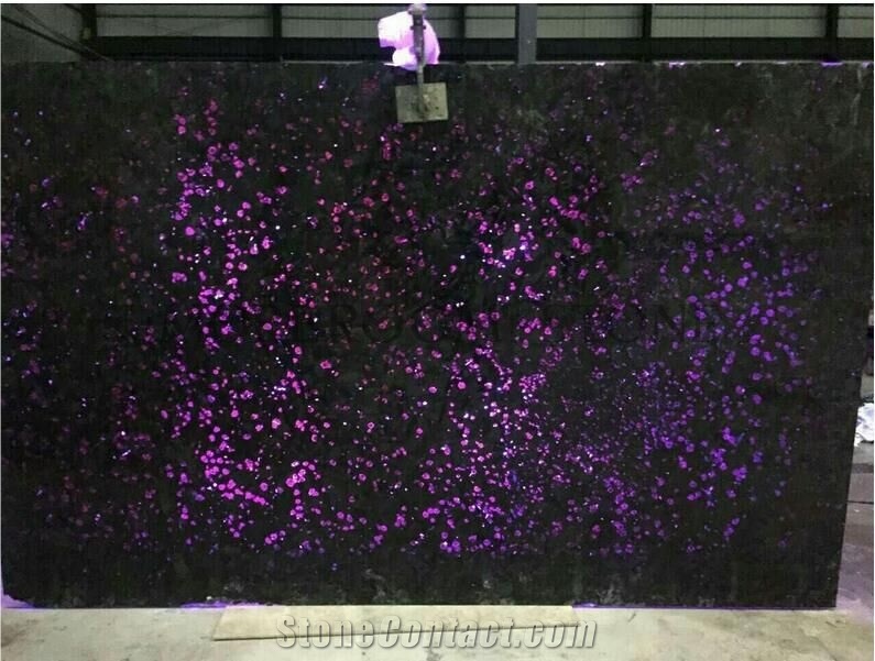 Black Color Backlit Semiprecious Stone for Wall