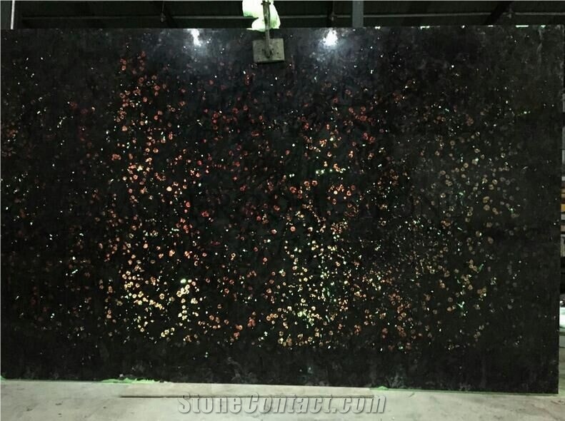 Black Color Backlit Semiprecious Stone for Wall
