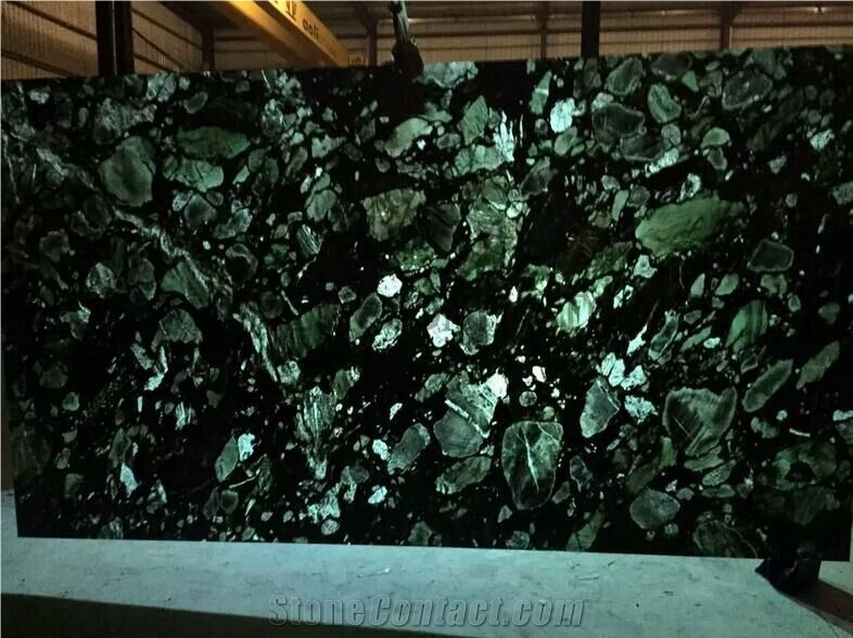 Black Color Backlit Semiprecious Stone for Wall