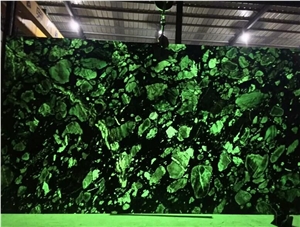 Black Color Backlit Semiprecious Stone for Wall