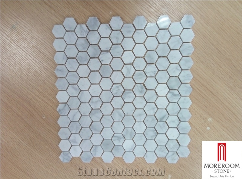 Carrara Bianco 3" Hexagon Marble Mosaic Tile