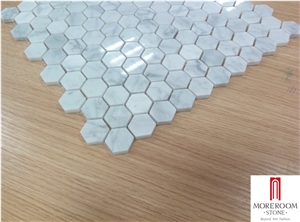 Carrara Bianco 3" Hexagon Marble Mosaic Tile