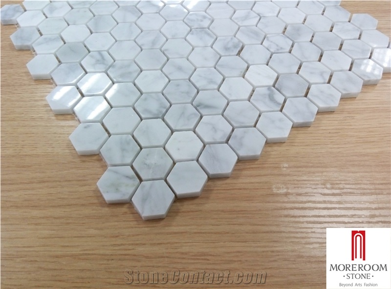 Carrara Bianco 3" Hexagon Marble Mosaic Tile