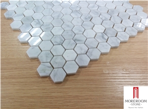 Carrara Bianco 3" Hexagon Marble Mosaic Tile