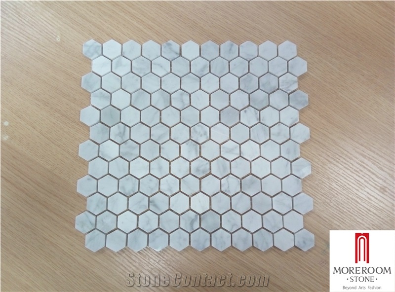 Carrara Bianco 3" Hexagon Marble Mosaic Tile