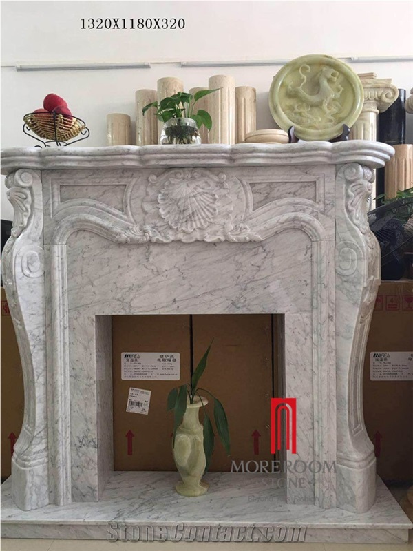 Carrara White Marble Modern Fireplace Design for Fireplace Marble