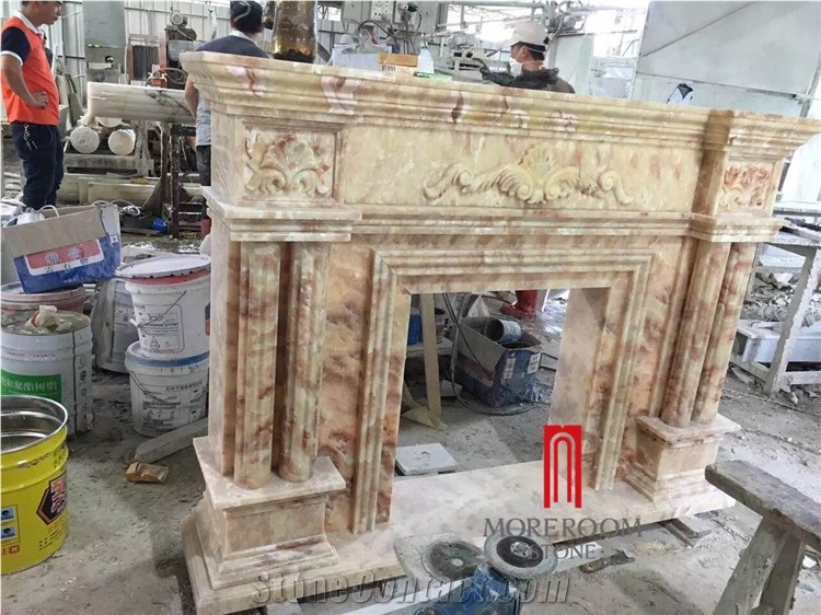 Carrara White Marble Modern Fireplace Design for Fireplace Marble