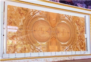 China Huangtian Jade Yellow Jade Stone Onyx Tile & Slab for Background Wall