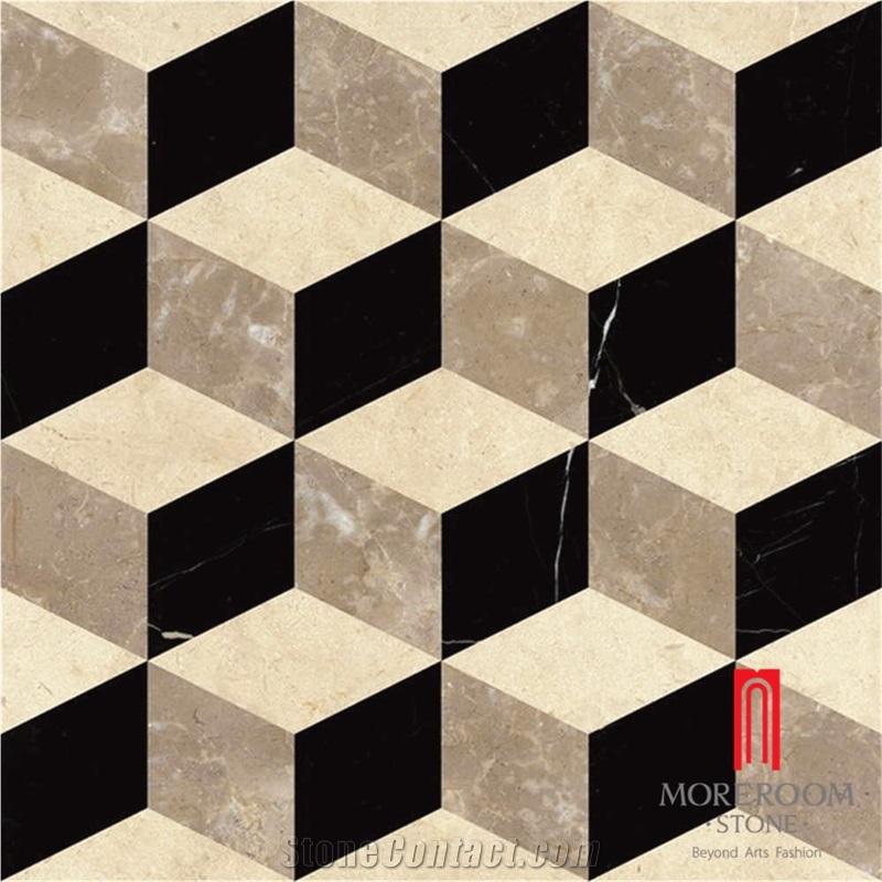 Crame Marfil Laminated Porcelain Base Water-Jet 3d Marble Floor Design