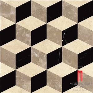Crame Marfil Laminated Porcelain Base Water-Jet 3d Marble Floor Design