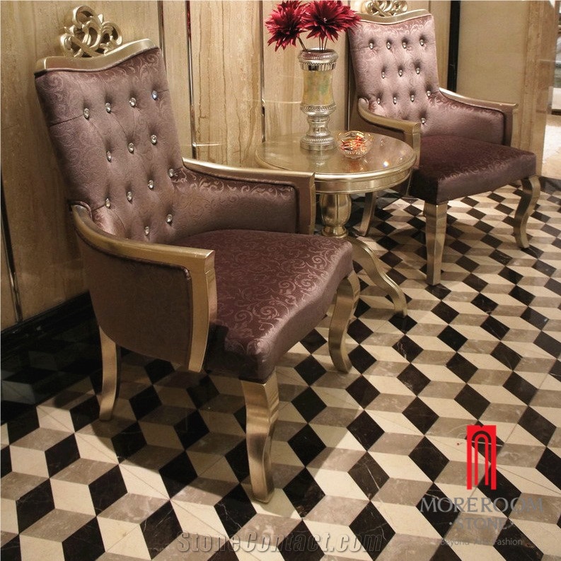 Crame Marfil Laminated Porcelain Base Water-Jet 3d Marble Floor Design