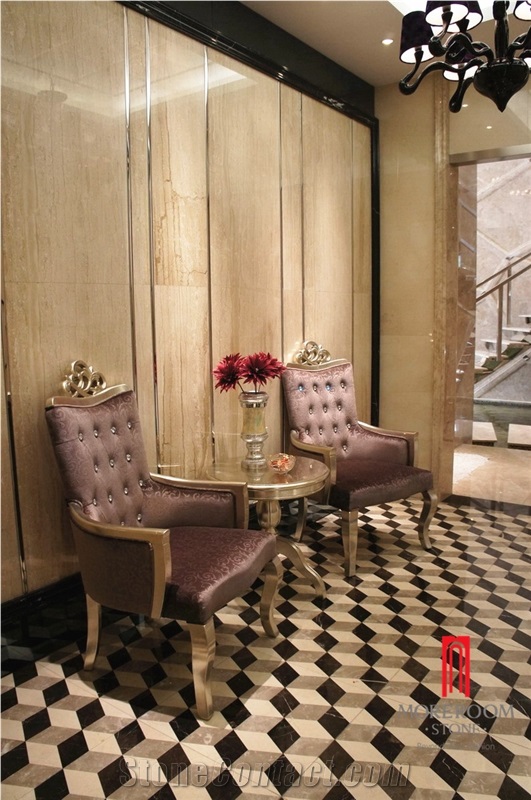 Crame Marfil Laminated Porcelain Base Water-Jet 3d Marble Floor Design