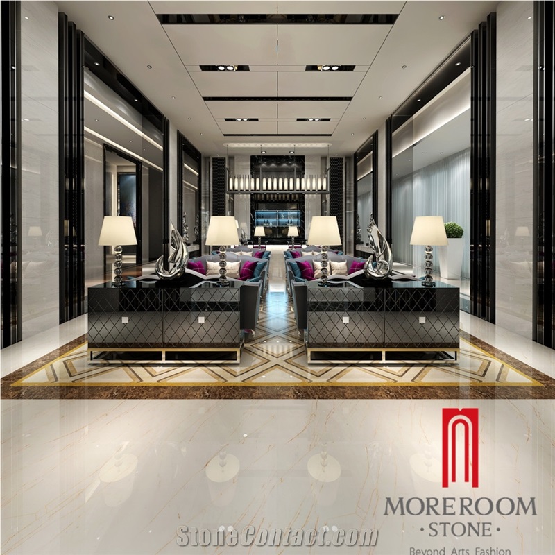 First Choice Artemis Aran White Glazed Porcelain Tile, Highly Polished Porcelain Marble Cream Tile