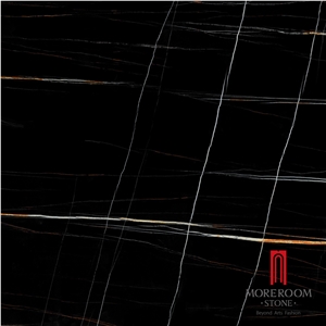 Foshan Factory Laurent Gold Design Black Porcelain Marble Tile