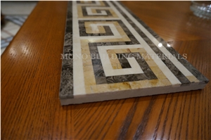 Italian Style Border Tile. Decorative Marble  Border Flooring, Waterjet Laminated Line Border Designs