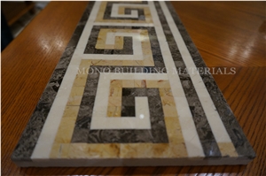 Italian Style Border Tile. Decorative Marble  Border Flooring, Waterjet Laminated Line Border Designs