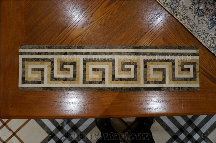 Italian Style Border Tile. Decorative Marble  Border Flooring, Waterjet Laminated Line Border Designs