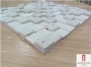 Italian Travertine Beige Marble Split-Faced Mosaic Tile