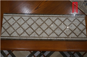 Marble Border Design, Marble Mosaic Border,Carrara White and Emperador Light Marble Mosaic Border Tile