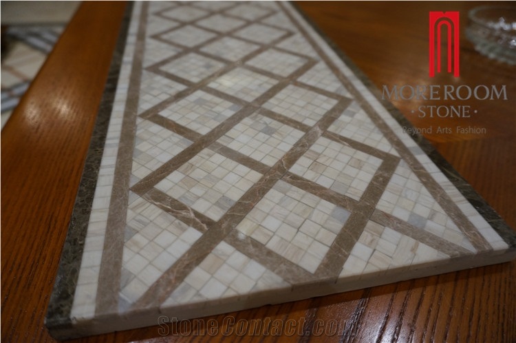 Marble Border Design, Marble Mosaic Border,Carrara White and Emperador Light Marble Mosaic Border Tile