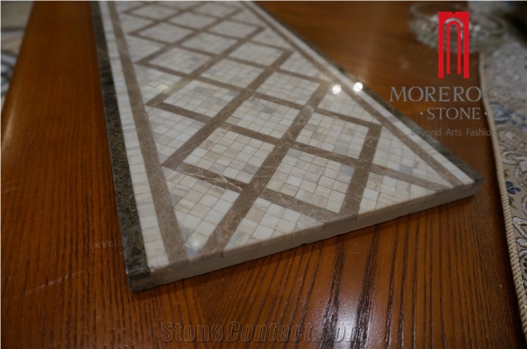 Marble Border Design, Marble Mosaic Border,Carrara White and Emperador Light Marble Mosaic Border Tile
