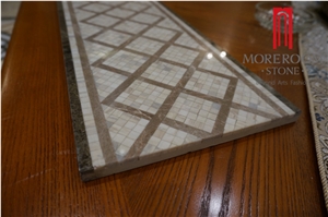 Marble Border Design, Marble Mosaic Border,Carrara White and Emperador Light Marble Mosaic Border Tile