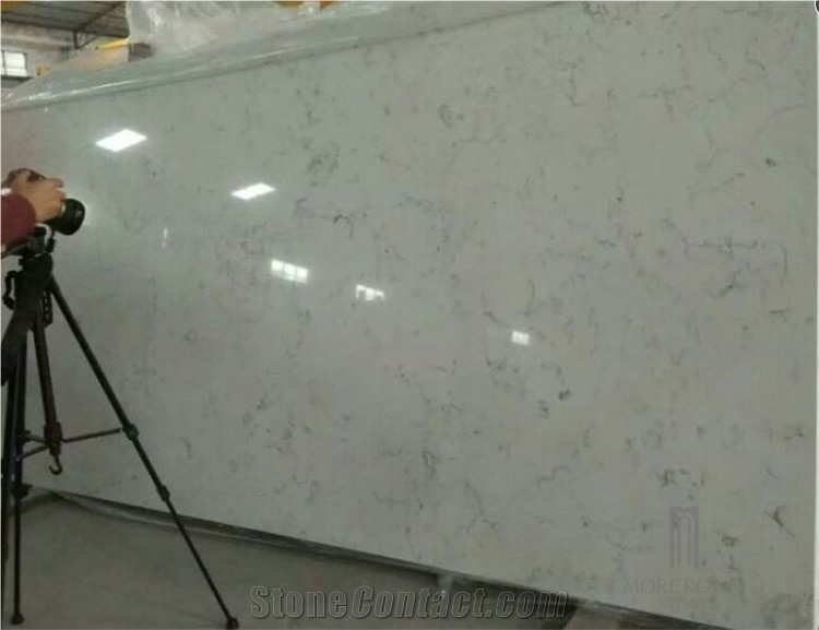 Marble Look Carrara White Quartz Stone Slab Artificial Stone