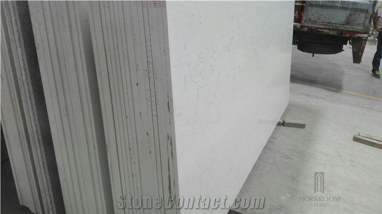 Marble Look Carrara White Quartz Stone Slab Artificial Stone