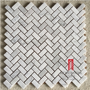 Mixed Wing Herringbone Marble Mosaic Tile Artist Mosaic