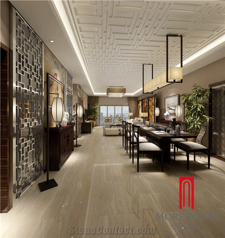 Serpeggianto Designs Porcelain Marble Tile Flooring with Beige Wood Grain Pattern