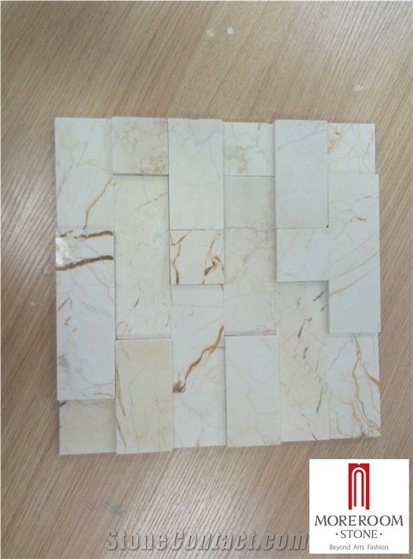 Sofitel Gold Marble Split-Faced Mosaic Tile